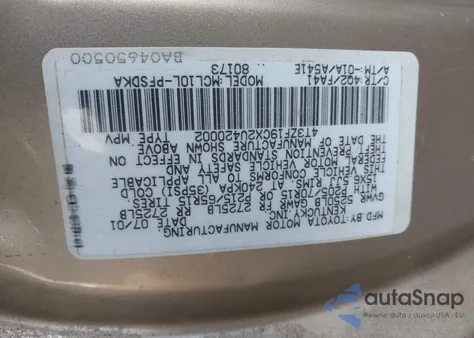 2002 Toyota Sienna Ce из США, поврежденный, VIN 4T3ZF19CX2U420002